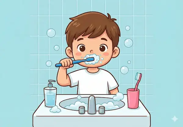 Niña practicando actividades de la vida diaria